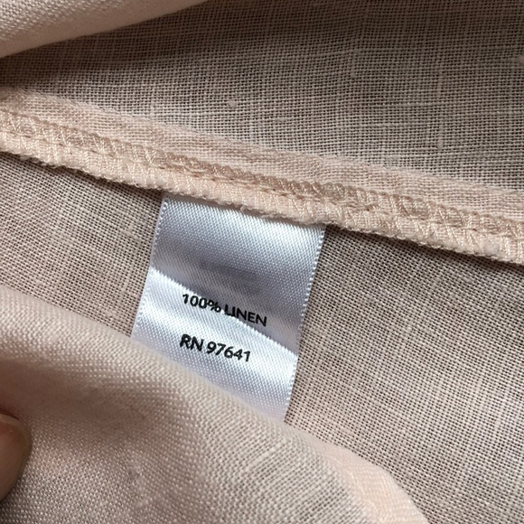 J.Jill Blush Linen Button Blouse Short Sleeves - Picture 10 of 11